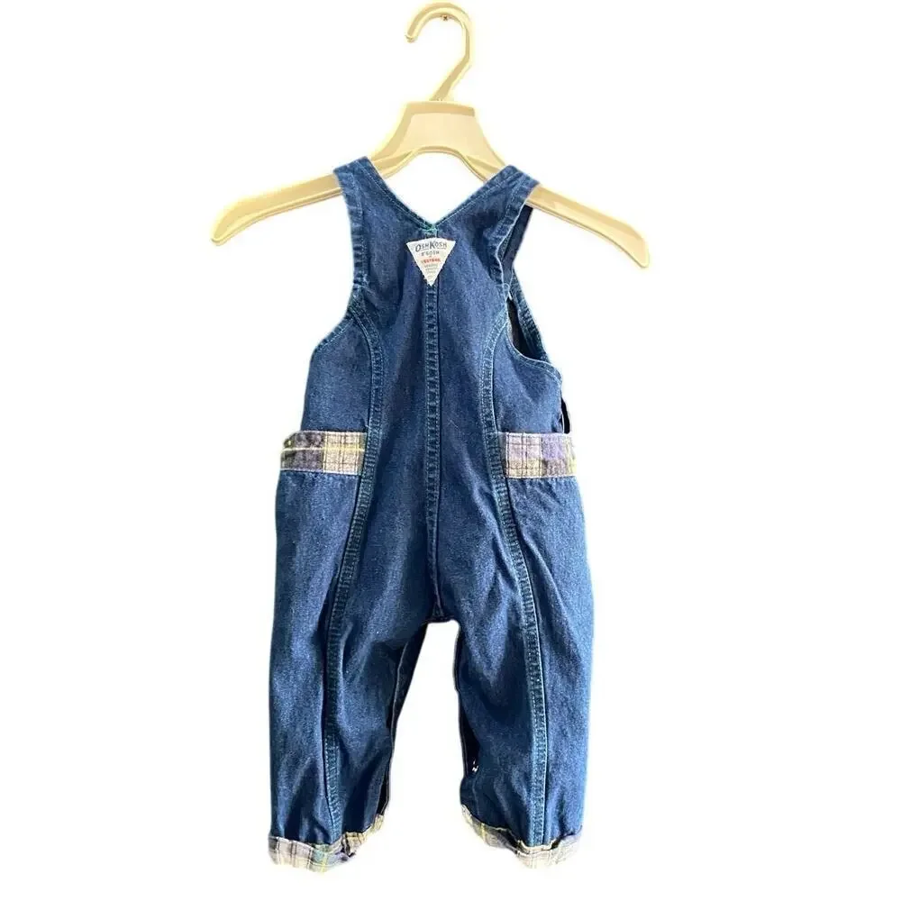 OshKosh B'gosh Blue Vest Back Denim Overalls Jumpsuit Size 12M